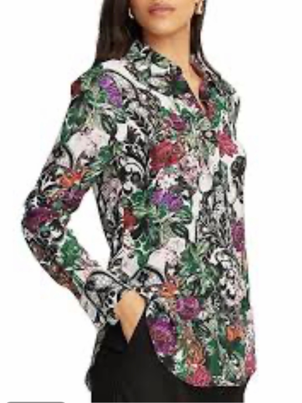 ROBERT GRAHAM Gabriela Floral Silk Blend Button Down Shirt XL Artsy